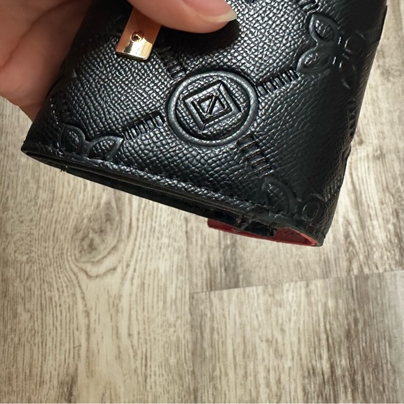 Aldo Black Textured Wallet/Keyholder with Gold Accent and Red Interior - Picture 3 of 8